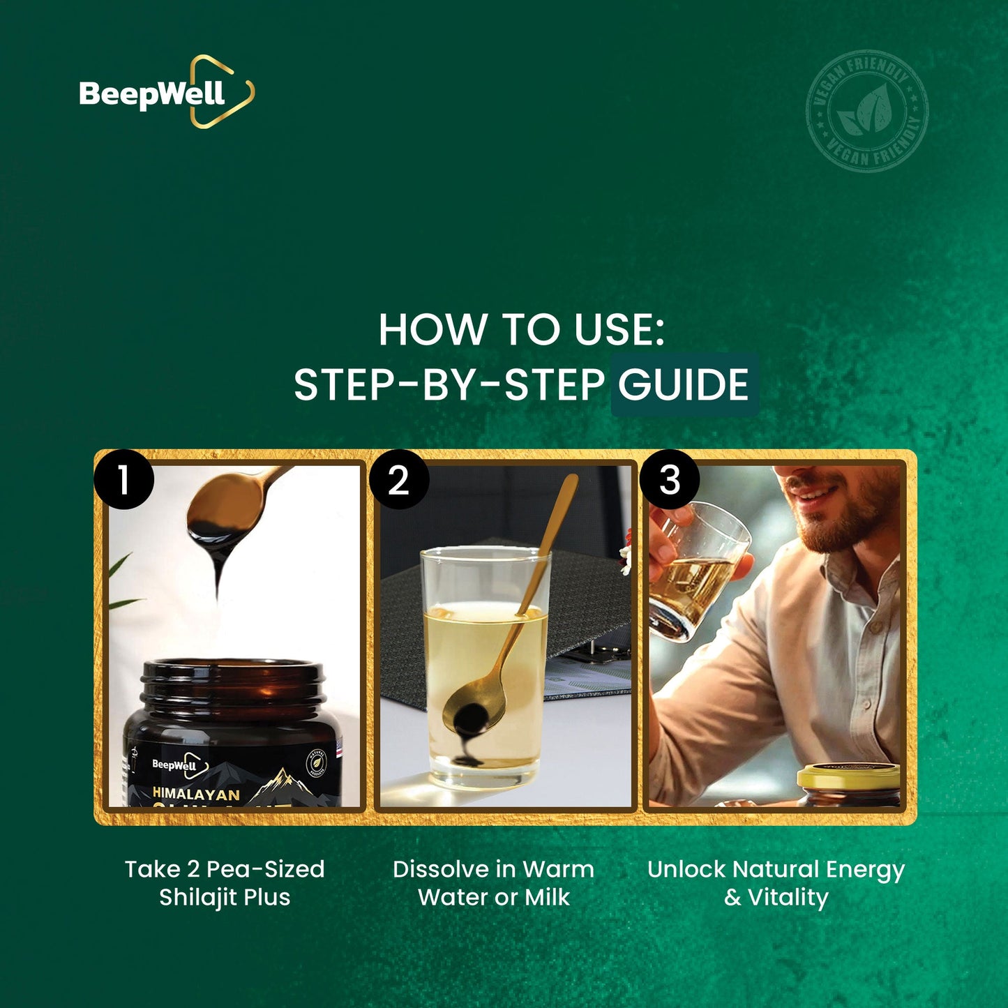 Beepwell Natural Himalayan Shilajit Resin β Rich In Fulvic Acid & Trace Minerals β With Ashwagandha & Black Pepper β Natural Endurance & Vitality Supplement β 40g (50 Servings)